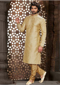 Golden Color Silk Kurta Set